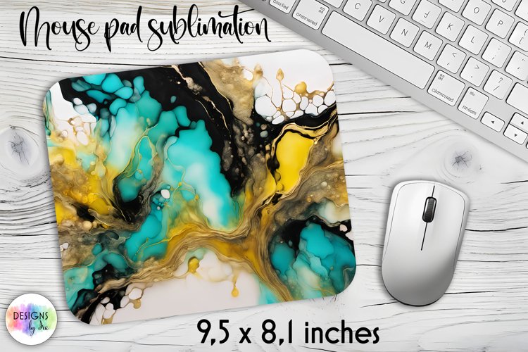 Abstract Fluid Art Mouse Pad, Marble Texture Mouse Pad Print example image 1