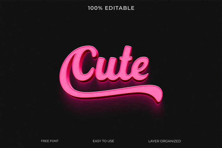 3D editable text effect with a glossy pink title