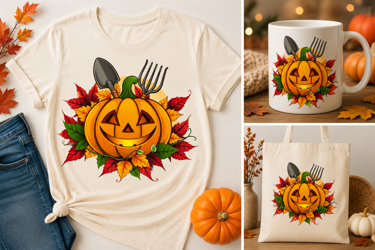 Pumpkin Garden PNG | Fall Harvest Halloween Gardening