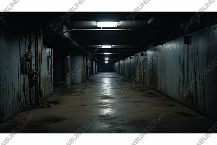mysterious long dark hallway example image 1