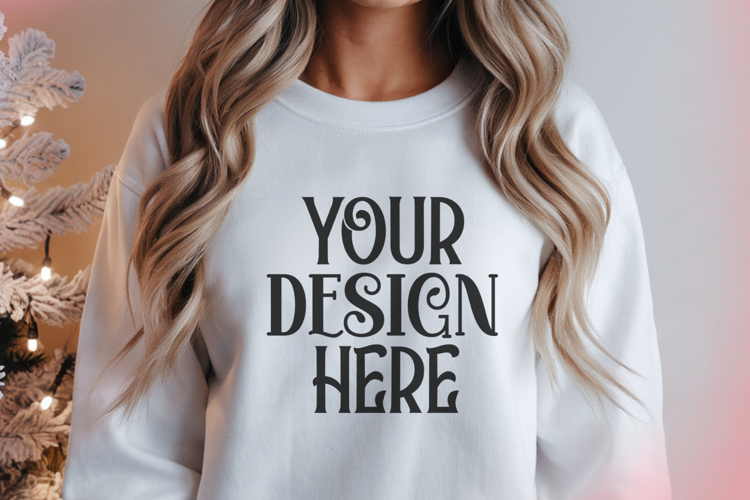 Christmas Gildan 18000 White Crewneck Sweatshirt Mockup