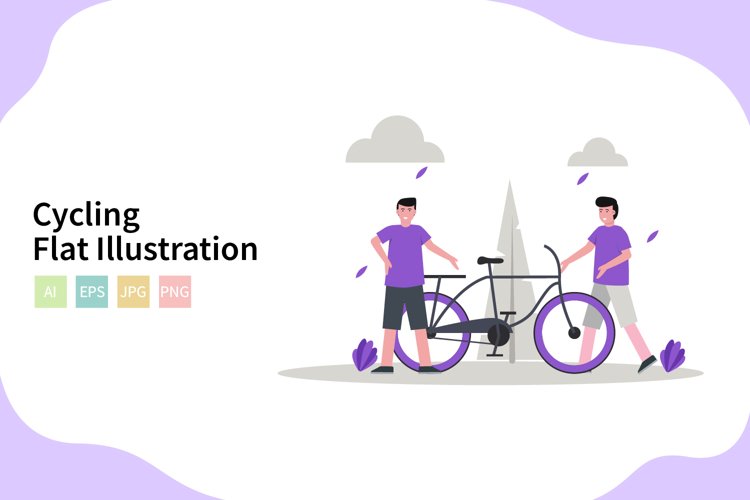 Cycling Illustration In Flat Modern Style example image 1