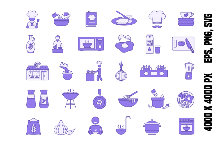 Colored Cooking Icon Set