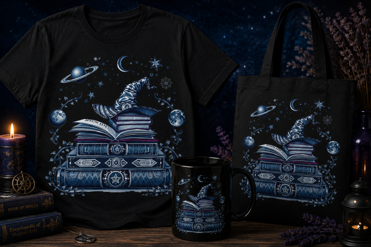 Witch Books PNG | Celestial Moon, Stars & Magic Clipart