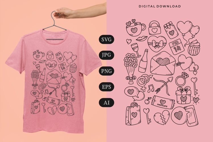 Valentine Doodle T-shirt | SVG