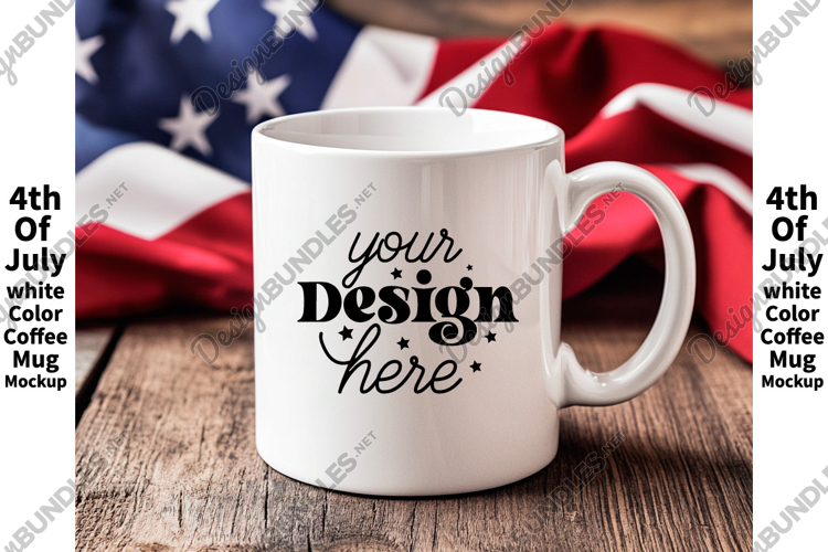 4th of July white 11oz blank coffee mug mockup