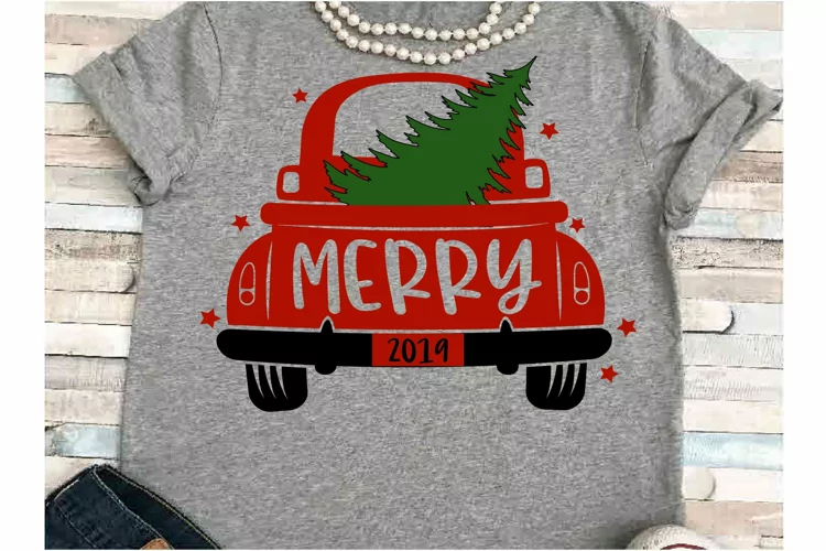 Truck SVG DXF JPEG Silhouette Cameo Cricut Merry Christmas
