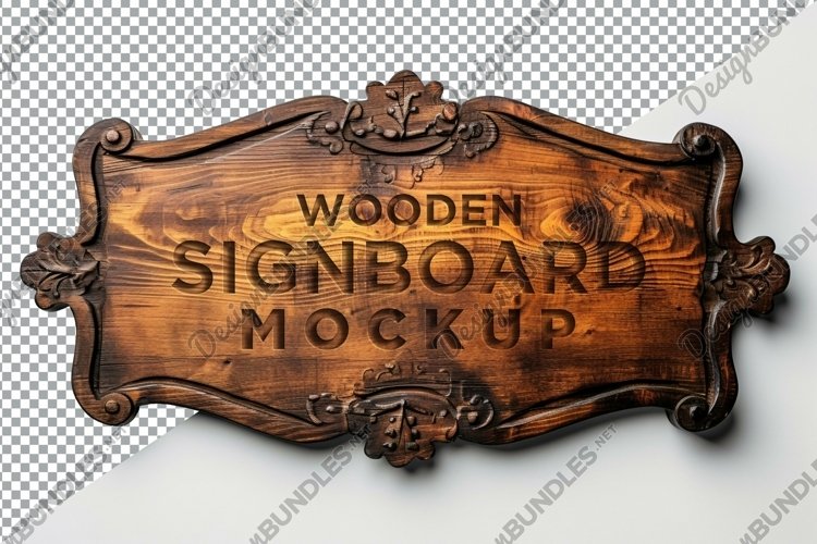 Vintage Wooden Signboard Mockup example image 1