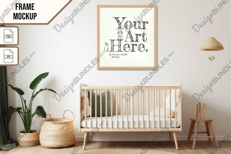 Wooden Frame Smart Mockup PSD   JPG Template Graphic