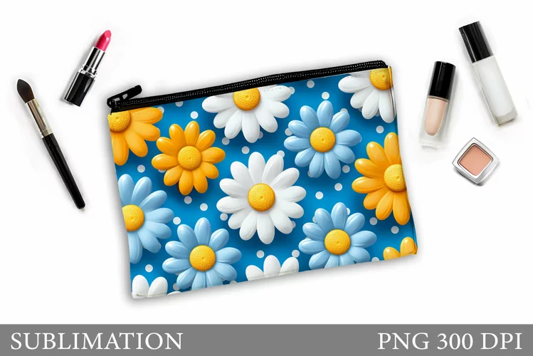 Daisy Flowers Makeup Bag. Flowers Makeup Pouch Sublimation