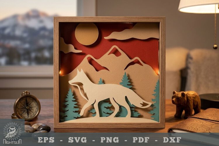 Mountain Fox Layered Shadow Box 2 example image 1