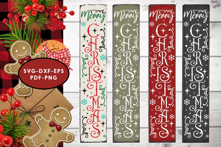 Download Merry Christmas Svg Christmas Vertical Sign Svg Cut File 952577 Cut Files Design Bundles