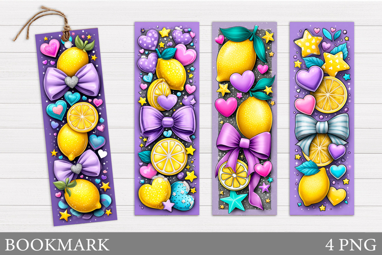 Lemons Bookmark Design. Flowers Bookmark Printable