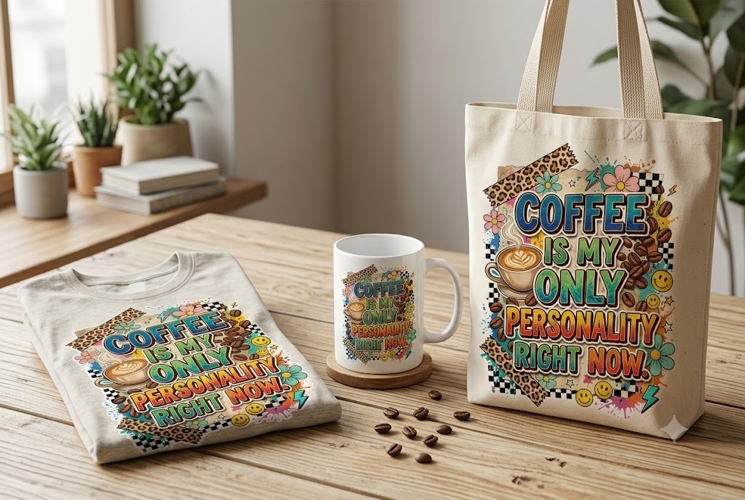Coffee Is My Only Personality Right Now PNG Design