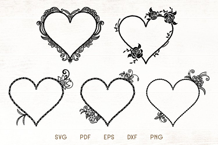 Floral Heart Frames SVG - Floral Frame Vector example image 1