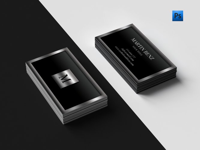 Beautiful metal finish silver business card  example image 1