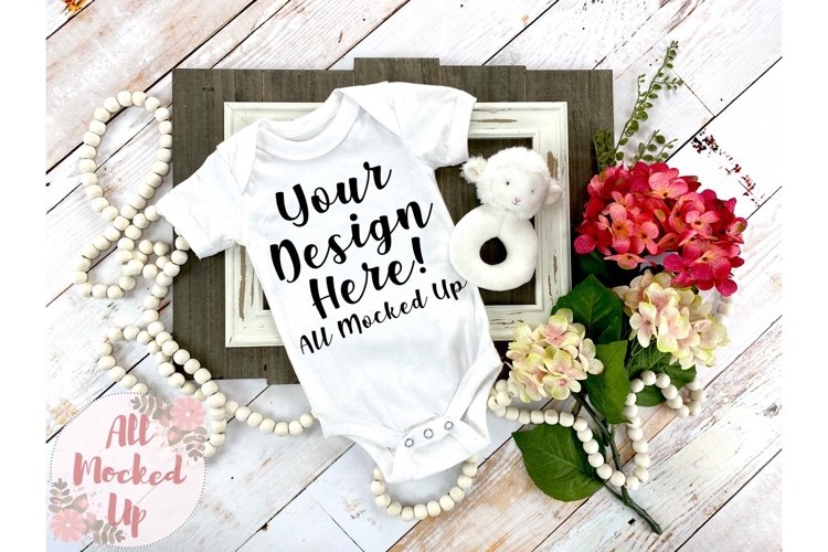 Baby Bodysuit White Mock Up Image Tee MockUp 1/21 example image 1