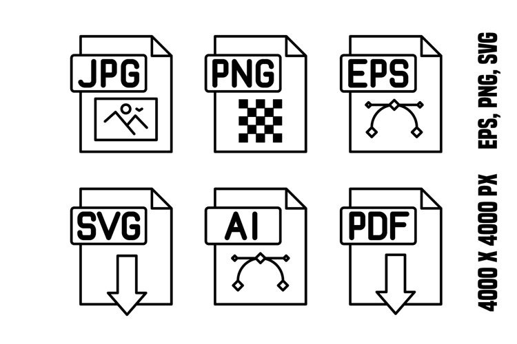 File Icons JPG, PNG, EPS, SVG, AI, and PDF