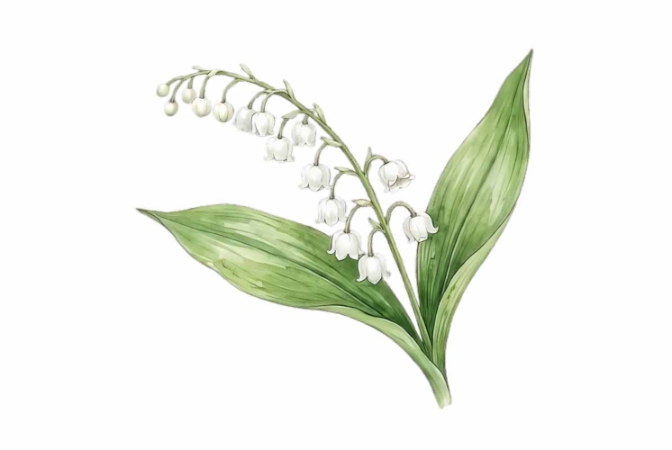 Watercolor lily of the valley branch