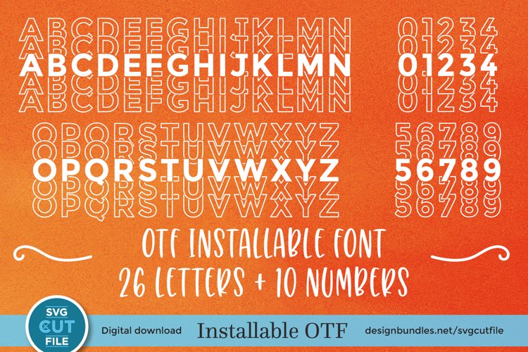 Ruffle Sans Mirror font with stacked letters - an OTF file