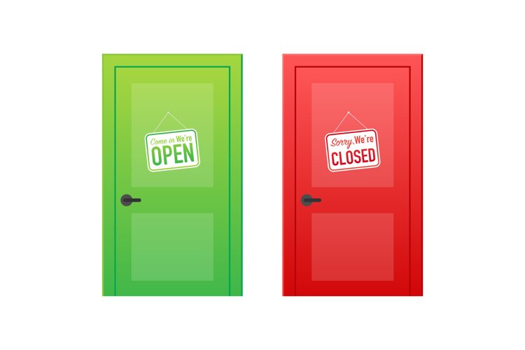Open end closed door. Interior design. Business concept. example image 1