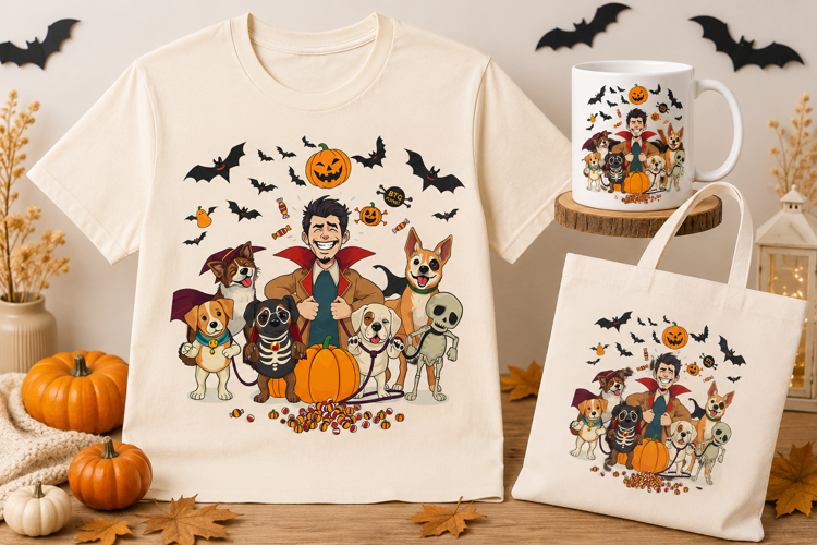 Halloween Dog Dad PNG | Spooky Dogs & Vampire Costume Clipar