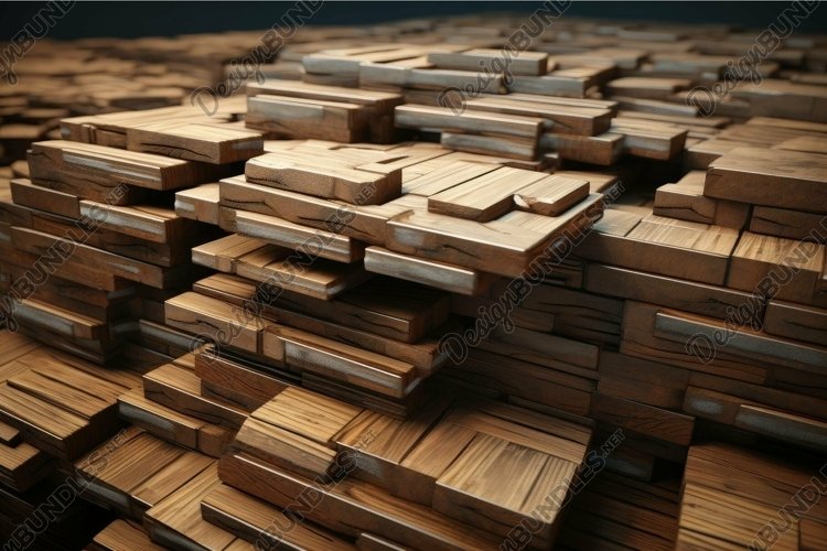 Weathered Stacks of wooden industrial boards. Generate ai
