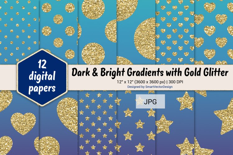 Polka Dot, Hearts, & Stars - Gradients with Gold Glitter #26 example image 1