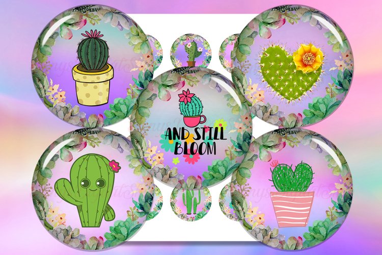 Cactus Digital Collage Sheet, Cactus Printable, Cabochon example image 1