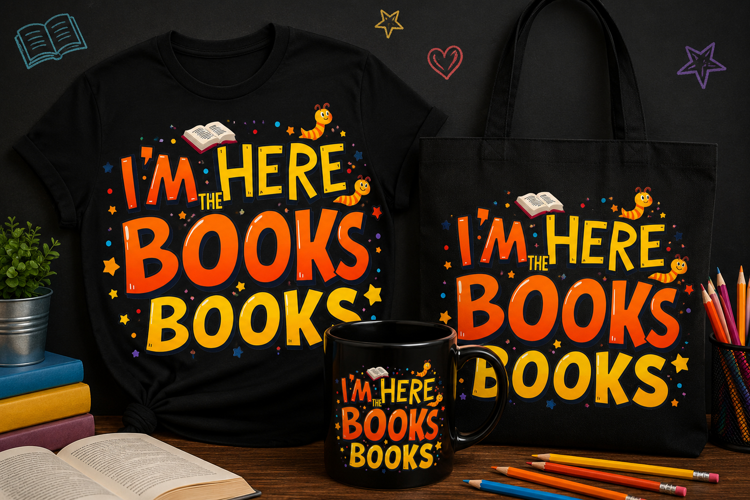 I’m Here the Books PNG, Back to School Book Lover Design
