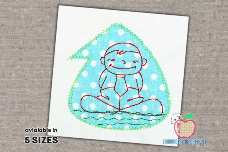 Short Bright Man Smiling Embroidery Applique example image 1