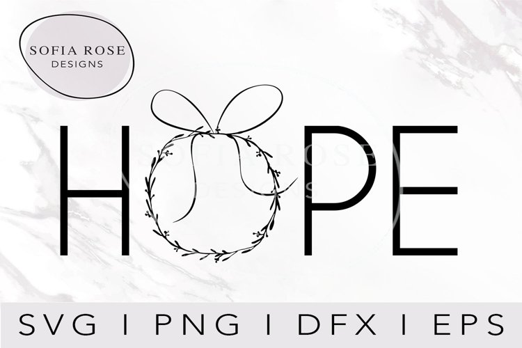 HOPE SVG-Christmas SVG-Holiday SVG- Wreath SVG-HOPE Clip Art example image 1