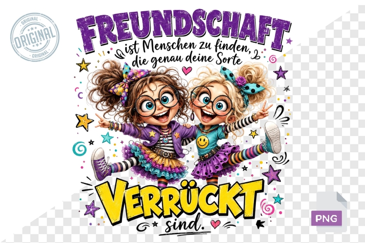 Best Friends Crazy German Quote Sublimation PNG Design