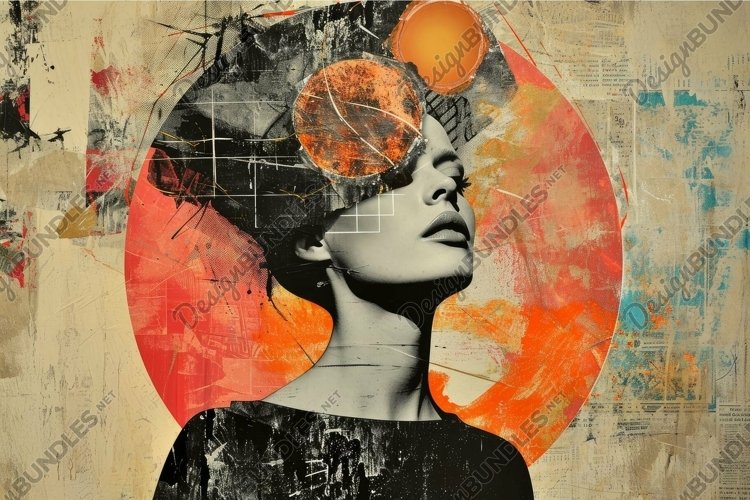 Expressive Art collage woman concept. Generate Ai example image 1