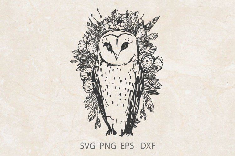 Owl SVG / Owl Boho style svg png dxf laser cut example image 1