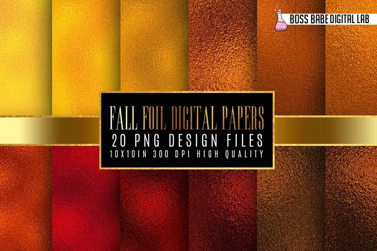 20 Fall Colored Foil Digital Papers example image 1