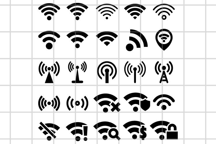 Signal or Wi-Fi icons vector set. Internet signs. example image 1