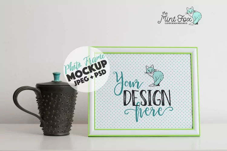 Photo Frame Mockup with Coffee Mug