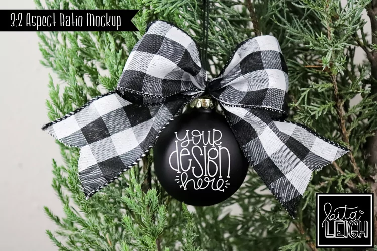 Buffalo Check Round Chalkboard Ornament Mockup Photo