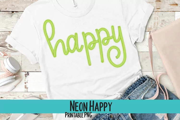 Neon Happy Sublimation PNG