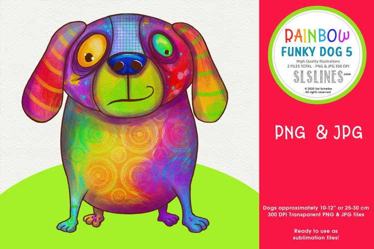 Rainbow Funky Dog Sublimation PNG Dog 5 example image 1
