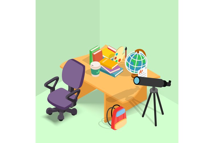 Instructional concept banner, isometric style example image 1