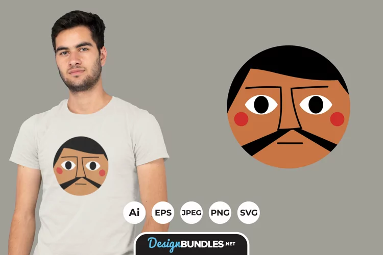 Ellipse Male Face Illustrations for T-Shirt Design