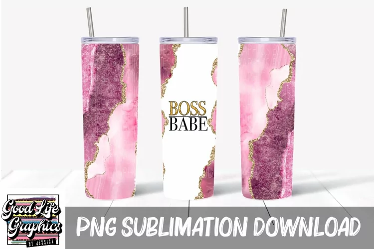 20oz skinny tumbler sublimation template-Boss babe
