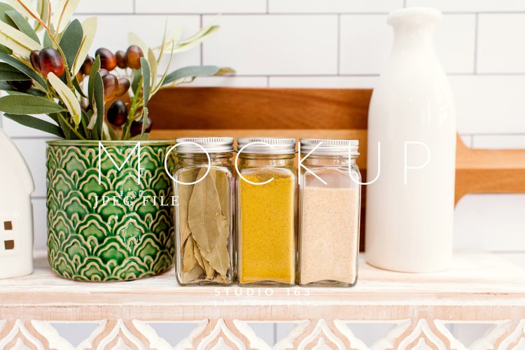 Spice Jar Mockup, Glass Jar Mockup, Stock Photo, JPEG example image 1
