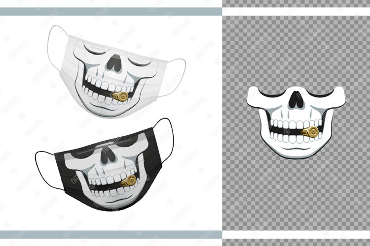Funny skull design with Bullet for protective face mask. example image 1