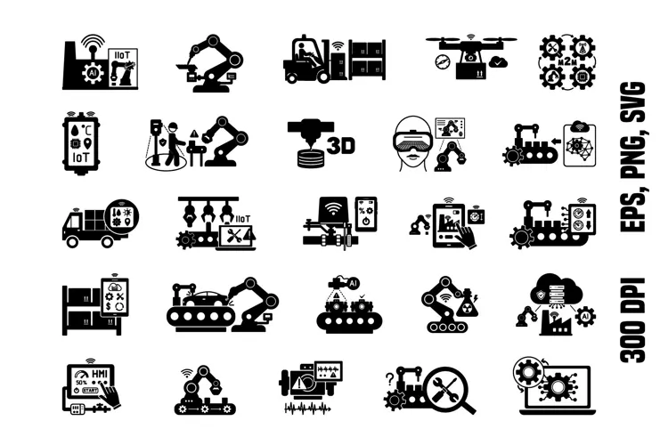 Glyph Smart Factory and Industrial IoT Icons
