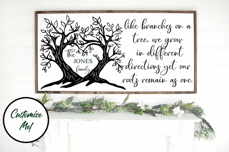 Branches on a Tree Family Last Name Sign Cutting File