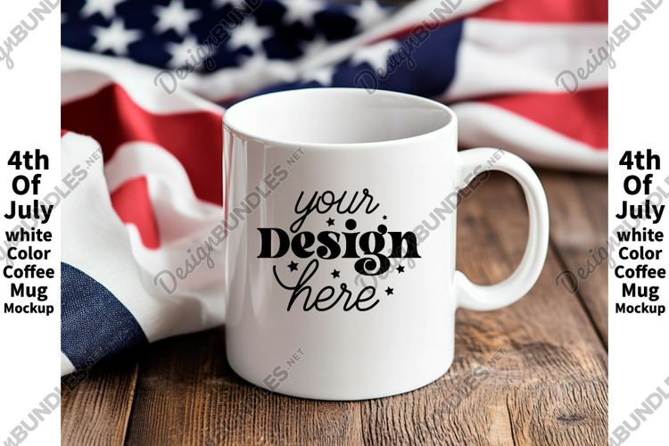 4th of July white 11oz blank coffee mug mockup