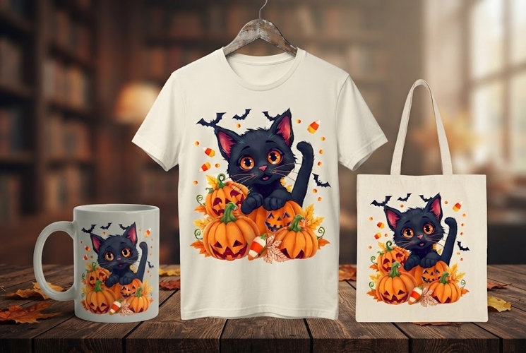 Halloween Black Cat Pumpkin PNG | Cute Spooky Cat Clipart